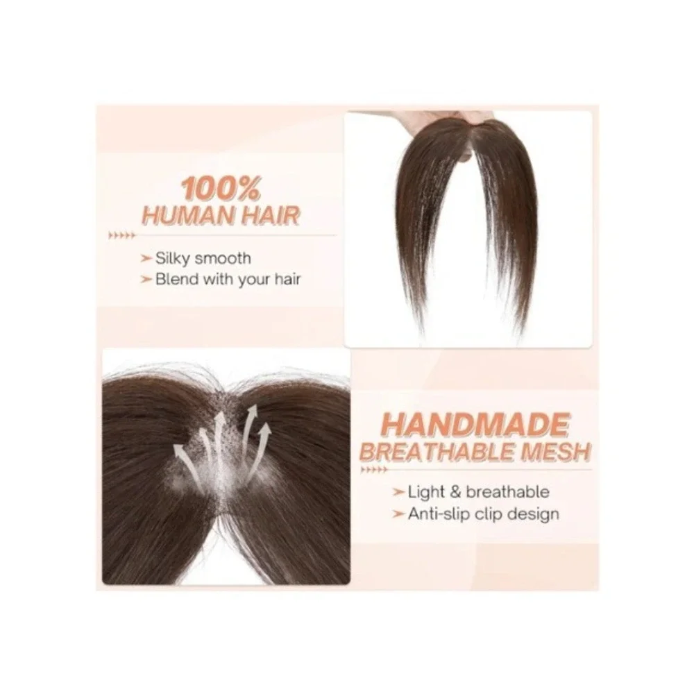 Benehair Clip in Bangs Real Human Hair Dark Brown Side Curtain Fringe Hairpiece